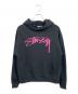 stussy（ステューシー）の古着「プルオーバーフーディ」｜ブラック×ピンクロゴ