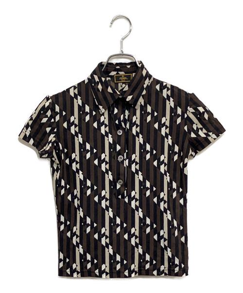 FENDI（フェンディ）FENDI (フェンディ) 半袖シャツ ブラウン×ホワイト サイズ:SIZE 40の古着・服飾アイテム
