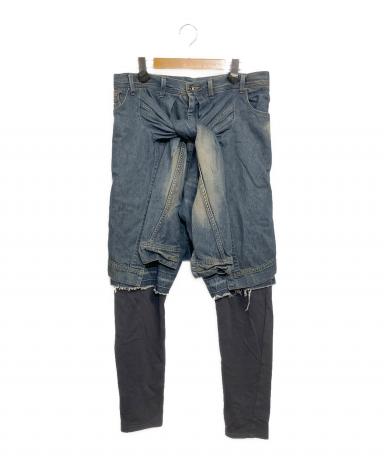 20-21FW JULIUS ユリウス サルエルデニムパンツ ブラック 1サイズ 中古・古着通販】JULIUS (ユリウス) 再構築デニムサルエルパンツ