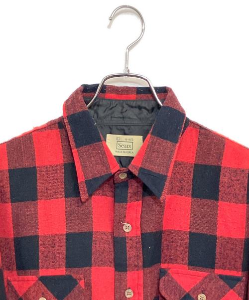 Sears（シアーズ）Sears (シアーズ) 長袖シャツ レッド×ブラック サイズ:SIZE LL (US L)の古着・服飾アイテム