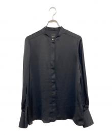 Spick and Span（スピック＆スパン）の古着「24SS サテンタックスリーブパールボタンブラウス」｜ブラック