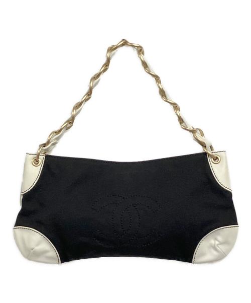CHANEL（シャネル）CHANEL (シャネル) チェーンショルダーバッグ ホワイト×ブラックの古着・服飾アイテム