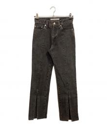 JOHN LAWRENCE SULLIVAN（ジョン ローレンス サリバン）の古着「WASHED DENIM SLITTED PANTS」｜ブラック