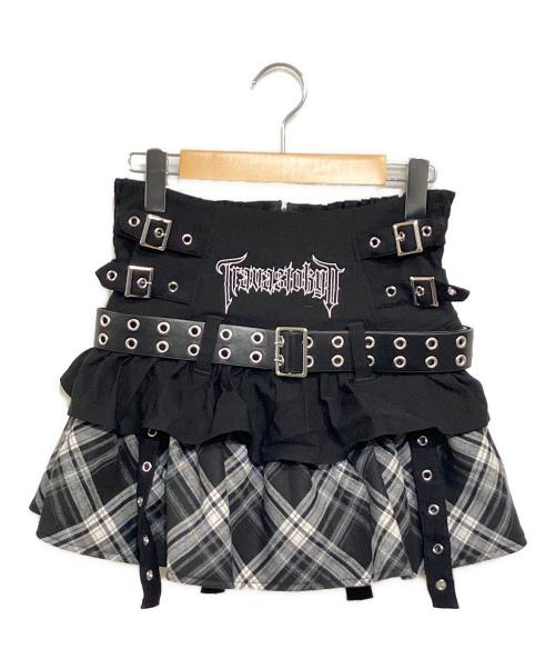 TRAVAS（トラバス）TRAVAS (トラバス) ベルト付きティアードフリルスカート ブラック サイズ:SIZE Freeの古着・服飾アイテム