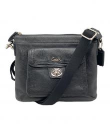 COACH（コーチ）の古着「ターンロックレザーショルダーバッグ」｜ブラック