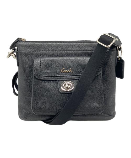COACH（コーチ）COACH (コーチ) ターンロックレザーショルダーバッグ ブラックの古着・服飾アイテム