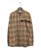 BURBERRYバーバリー）の古着「リブニットチェック長袖シャツ」｜ベージュ