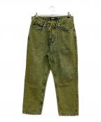 X-LARGEエクストララージ）の古着「OVERDYED DENIM PANTS」｜ブルー×イエロー