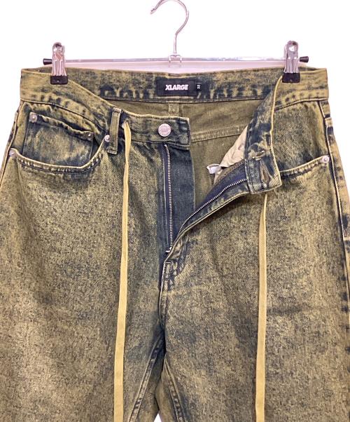 X-LARGE（エクストララージ）X-LARGE (エクストララージ) OVERDYED DENIM PANTS ブルー×イエロー サイズ:SIZE 81cm (W32)の古着・服飾アイテム