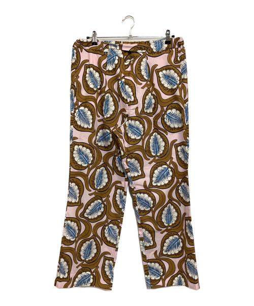 MARNI（マルニ）MARNI (マルニ) リーフプリント ポプリンパンタロン ピンク×ブラウン サイズ:SIZE 44 (3L)の古着・服飾アイテム