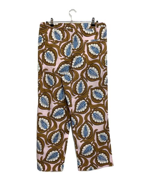 MARNI（マルニ）MARNI (マルニ) リーフプリント ポプリンパンタロン ピンク×ブラウン サイズ:SIZE 44 (3L)の古着・服飾アイテム