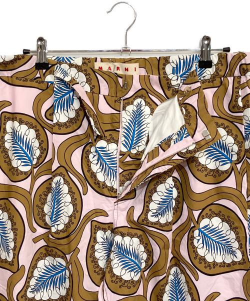 MARNI（マルニ）MARNI (マルニ) リーフプリント ポプリンパンタロン ピンク×ブラウン サイズ:SIZE 44 (3L)の古着・服飾アイテム