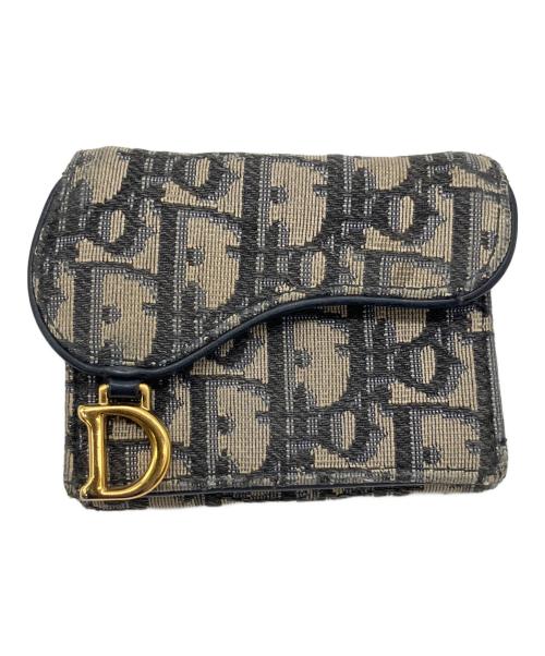 Christian Dior（クリスチャン ディオール）Christian Dior (クリスチャン ディオール) コンパクトウォレット ベージュ×ネイビーの古着・服飾アイテム