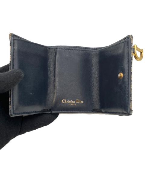Christian Dior（クリスチャン ディオール）Christian Dior (クリスチャン ディオール) コンパクトウォレット ベージュ×ネイビーの古着・服飾アイテム