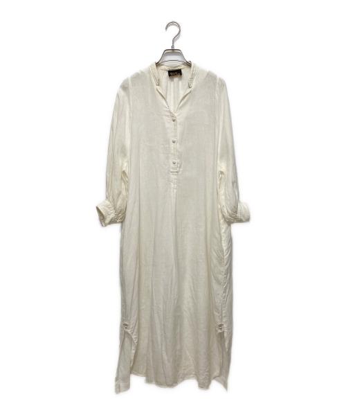 Pale Jute（ペールジュート）Pale Jute (ペールジュート) Chizu Kobayashi 長袖ワンピース ホワイト×ホワイト サイズ:SIZE Mの古着・服飾アイテム