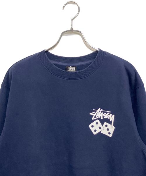 stussy（ステューシー）stussy (ステューシー) Dice クルーネックスウェットシャツ ネイビー サイズ:SIZE L (US M)の古着・服飾アイテム