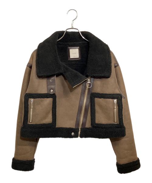 juemi（ジュエミ）juemi (ジュエミ) Seam Tape Short Mouton Jacket ブラック×ブラウン サイズ:SIZE Freeの古着・服飾アイテム