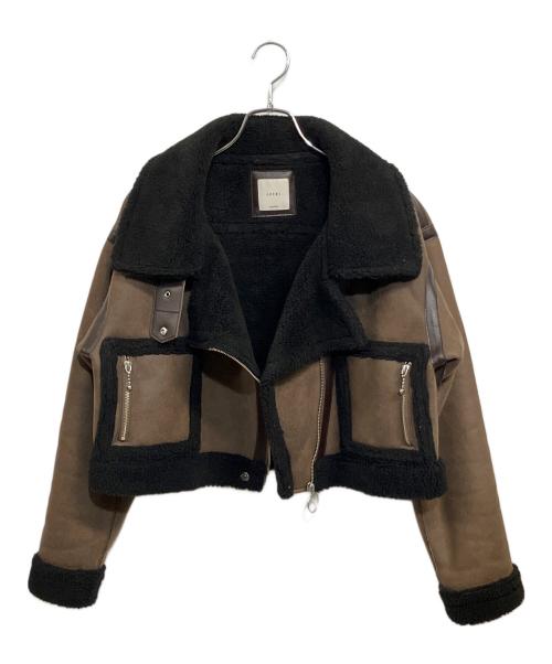 juemi（ジュエミ）juemi (ジュエミ) Seam Tape Short Mouton Jacket ブラック×ブラウン サイズ:SIZE Freeの古着・服飾アイテム