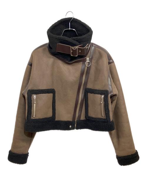 juemi（ジュエミ）juemi (ジュエミ) Seam Tape Short Mouton Jacket ブラック×ブラウン サイズ:SIZE Freeの古着・服飾アイテム