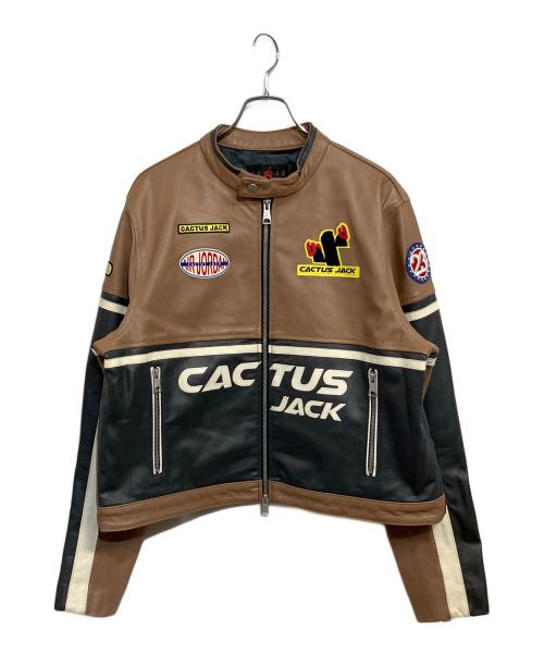 JORDAN（ジョーダン）JORDAN (ジョーダン) Travis Scott (トラヴィススコット) Women's Leather Jackets ブラウン×ブラック サイズ:SIZE XL (JP)の古着・服飾アイテム