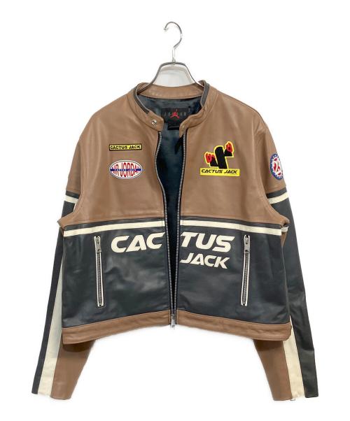 JORDAN（ジョーダン）JORDAN (ジョーダン) Travis Scott (トラヴィススコット) Women's Leather Jackets ブラウン×ブラック サイズ:SIZE XL (JP)の古着・服飾アイテム