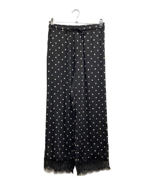 Spick and Span（スピック＆スパン）Spick and Span (スピック＆スパン) レースドッキングドットサテンパンツ ブラック サイズ:SIZE 36 (S)の古着・服飾アイテム
