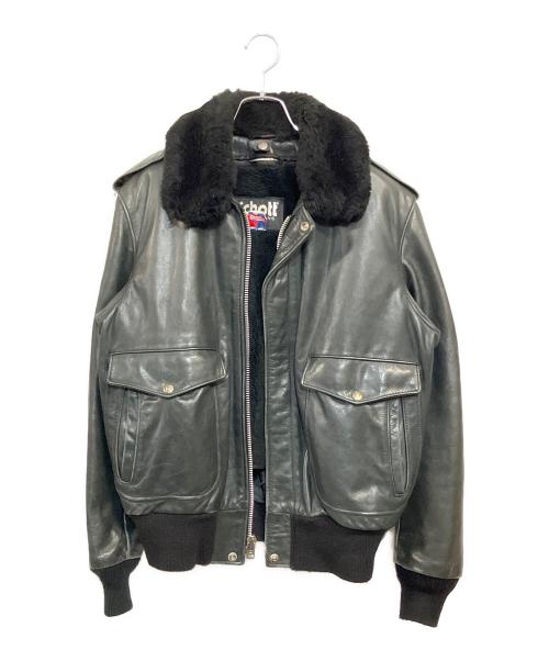 Schott（ショット）Schott (ショット) 184SM A-2 レザーフライトジャケット ブラック サイズ:SIZE 38 (M)の古着・服飾アイテム