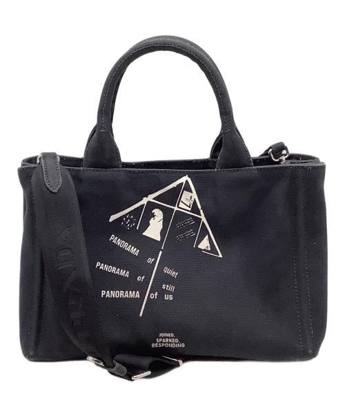 PRADA（プラダ）PRADA (プラダ) SYMBOLS 2WAYバッグ ブラック×ホワイトの古着・服飾アイテム