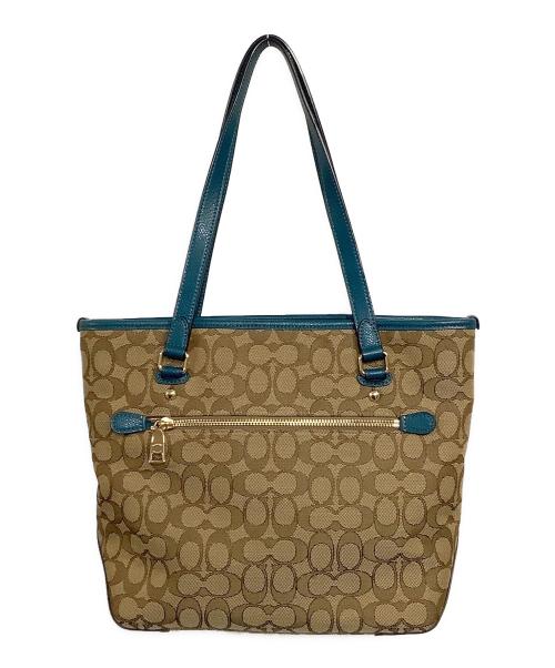 COACH（コーチ）COACH (コーチ) トートバッグ ベージュ×ブルーの古着・服飾アイテム