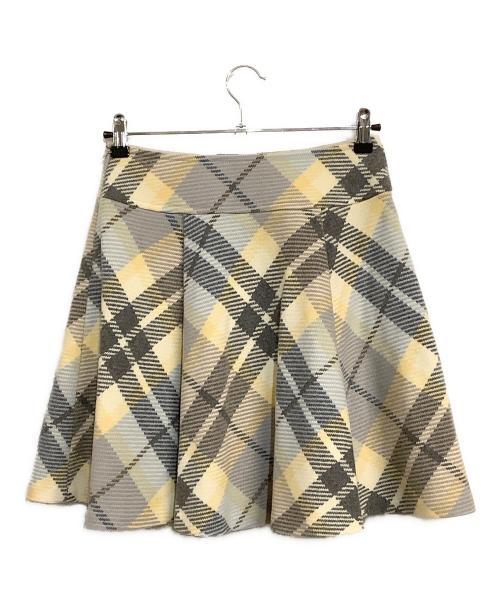 BLUE LABEL CRESTBRIDGE（ブルーレーベルクレストブリッジ）BLUE LABEL CRESTBRIDGE (ブルーレーベルクレストブリッジ) ウールナイロン チェックミニスカート グレー×ベージュ サイズ:SIZE 38 (M)の古着・服飾アイテム