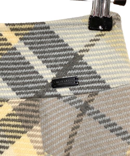 BLUE LABEL CRESTBRIDGE（ブルーレーベルクレストブリッジ）BLUE LABEL CRESTBRIDGE (ブルーレーベルクレストブリッジ) ウールナイロン チェックミニスカート グレー×ベージュ サイズ:SIZE 38 (M)の古着・服飾アイテム