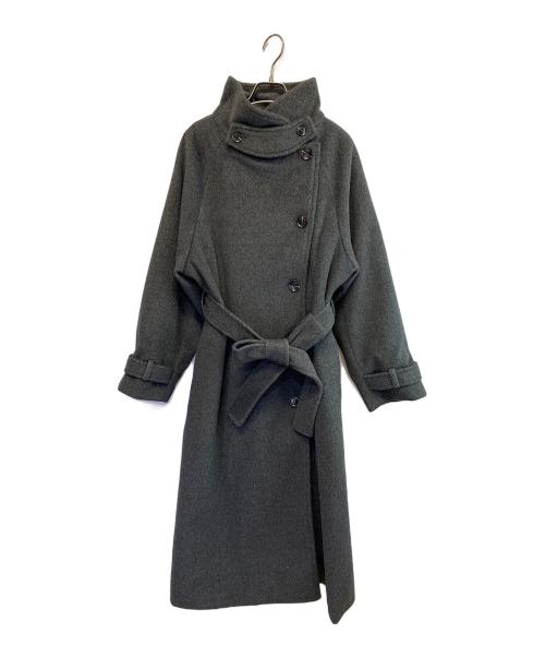 louere（ルエレ）louere (ルエレ) 2wayハイネックウールライクウエストシェイプフレアコート グレー サイズ:SIZE Lの古着・服飾アイテム