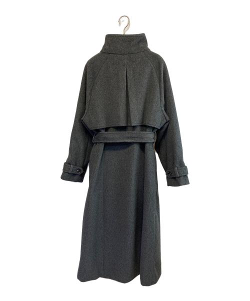 louere（ルエレ）louere (ルエレ) 2wayハイネックウールライクウエストシェイプフレアコート グレー サイズ:SIZE Lの古着・服飾アイテム