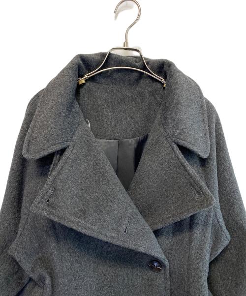 louere（ルエレ）louere (ルエレ) 2wayハイネックウールライクウエストシェイプフレアコート グレー サイズ:SIZE Lの古着・服飾アイテム