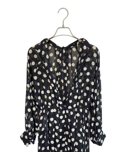 ANAYI（アナイ）ANAYI (アナイ) 24AW ポルカドットタイ衿付きワンピース ブラック サイズ:SIZE 36 未使用品の古着・服飾アイテム