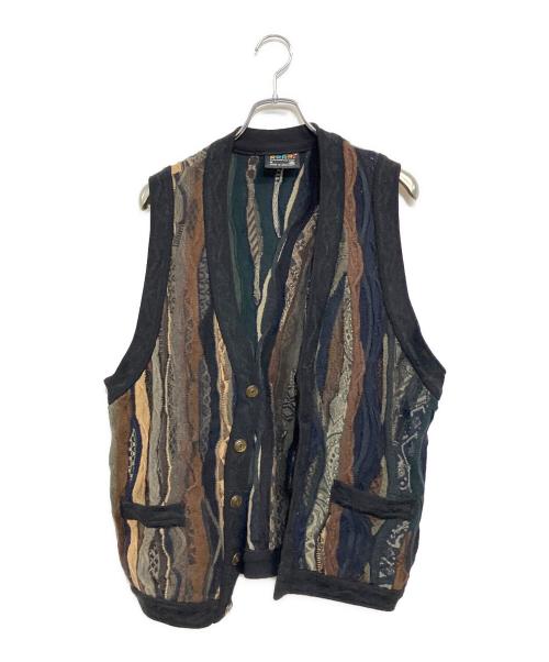 Coogi（クージー）Coogi (クージー) 3Dニットベスト ブラック×ブラウン サイズ:SIZE L (EUR M)の古着・服飾アイテム