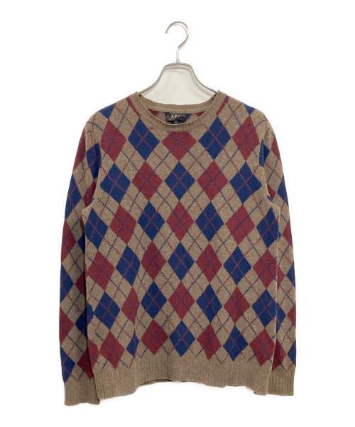 A.P.C.（アーペーセー）A.P.C. (アーペーセー) 薄手ニット ブラウン×ネイビー サイズ:SIZE Sの古着・服飾アイテム