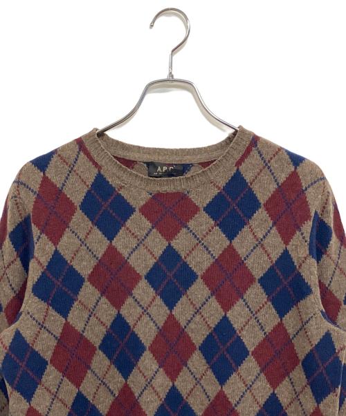 A.P.C.（アーペーセー）A.P.C. (アーペーセー) 薄手ニット ブラウン×ネイビー サイズ:SIZE Sの古着・服飾アイテム