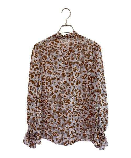 ANAYI（アナイ）ANAYI (アナイ) 25SS レオパードプリントリボンタイブラウス パープル×ブラウン サイズ:SIZE 38 未使用品の古着・服飾アイテム
