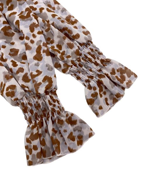 ANAYI（アナイ）ANAYI (アナイ) 25SS レオパードプリントリボンタイブラウス パープル×ブラウン サイズ:SIZE 38 未使用品の古着・服飾アイテム