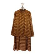 AMACA×LIBERTYアマカ×リバティー）の古着「TUDOR TULIPブラウス&スカートセット」｜ブラウン