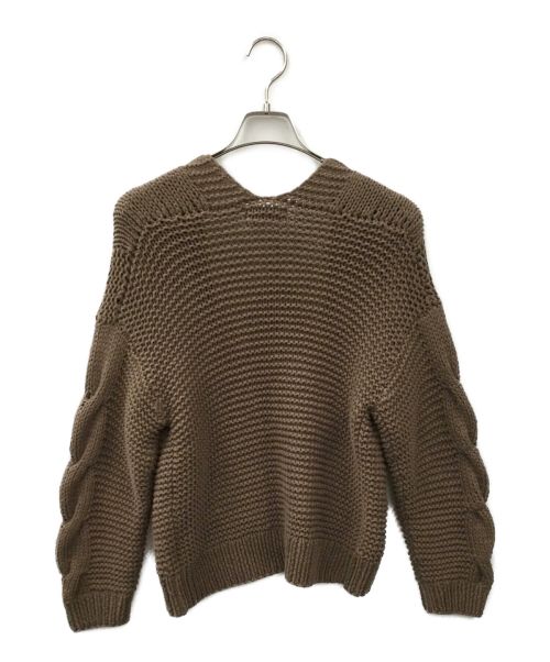 JUSGLITTY（ジャスグリッティー）JUSGLITTY (ジャスグリッティー) ケーブルゆるカーデ ブラウン サイズ:M 未使用品の古着・服飾アイテム