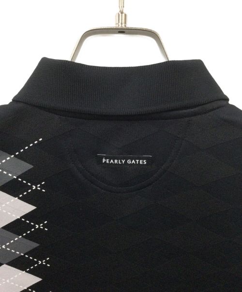 PEARLY GATES（パーリーゲイツ）PEARLY GATES (パーリーゲイツ) アーガイルロゴ半袖ポロシャツ ブラック 未使用品の古着・服飾アイテム