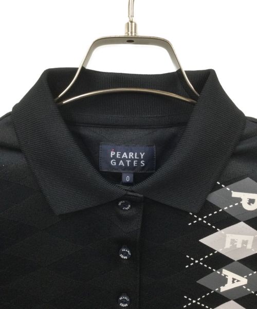 PEARLY GATES（パーリーゲイツ）PEARLY GATES (パーリーゲイツ) アーガイルロゴ半袖ポロシャツ ブラック 未使用品の古着・服飾アイテム