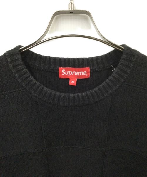 SUPREME（シュプリーム）SUPREME (シュプリーム) Tonal Checkerboard Small Box Sweater ブラック サイズ:XLの古着・服飾アイテム