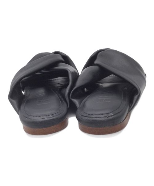 HEWN（ヒューン）HEWN (ヒューン) レザーリボンサンダル ブラック ブラック サイズ:36の古着・服飾アイテム