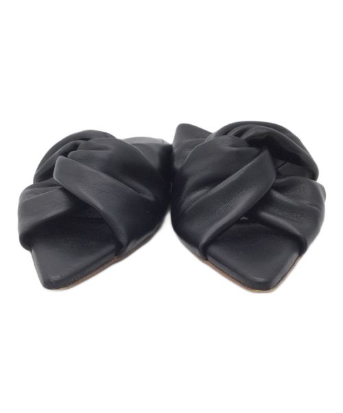 HEWN（ヒューン）HEWN (ヒューン) レザーリボンサンダル ブラック ブラック サイズ:36の古着・服飾アイテム