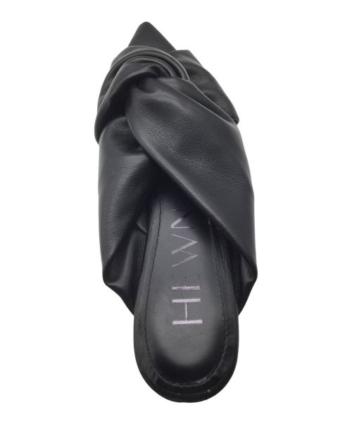 HEWN（ヒューン）HEWN (ヒューン) レザーリボンサンダル ブラック ブラック サイズ:36の古着・服飾アイテム