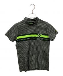 MASTER BUNNY EDITION（マスターバニーエディション）の古着「ジャガード半袖ハイネックカットソー <レトロ千鳥> 」｜グレー×グリーン