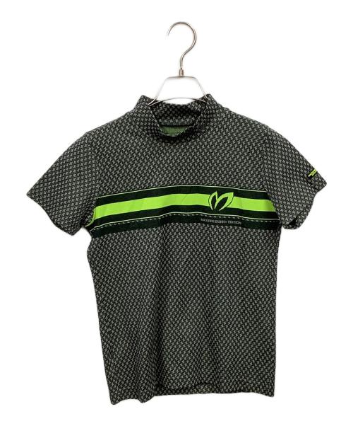 MASTER BUNNY EDITION（マスターバニーエディション）MASTER BUNNY EDITION (マスターバニーエディション) ジャガード半袖ハイネックカットソー <レトロ千鳥>  グレー×グリーン 未使用品の古着・服飾アイテム